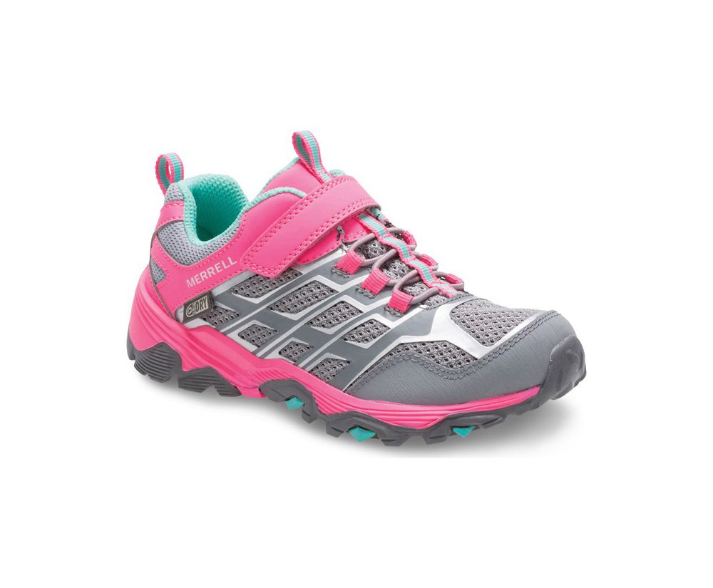 Buty Sportowe Merrell Dziecięce Szare/Różowe - Moab Fst Niskie A/C Waterproof - 931870-WSP